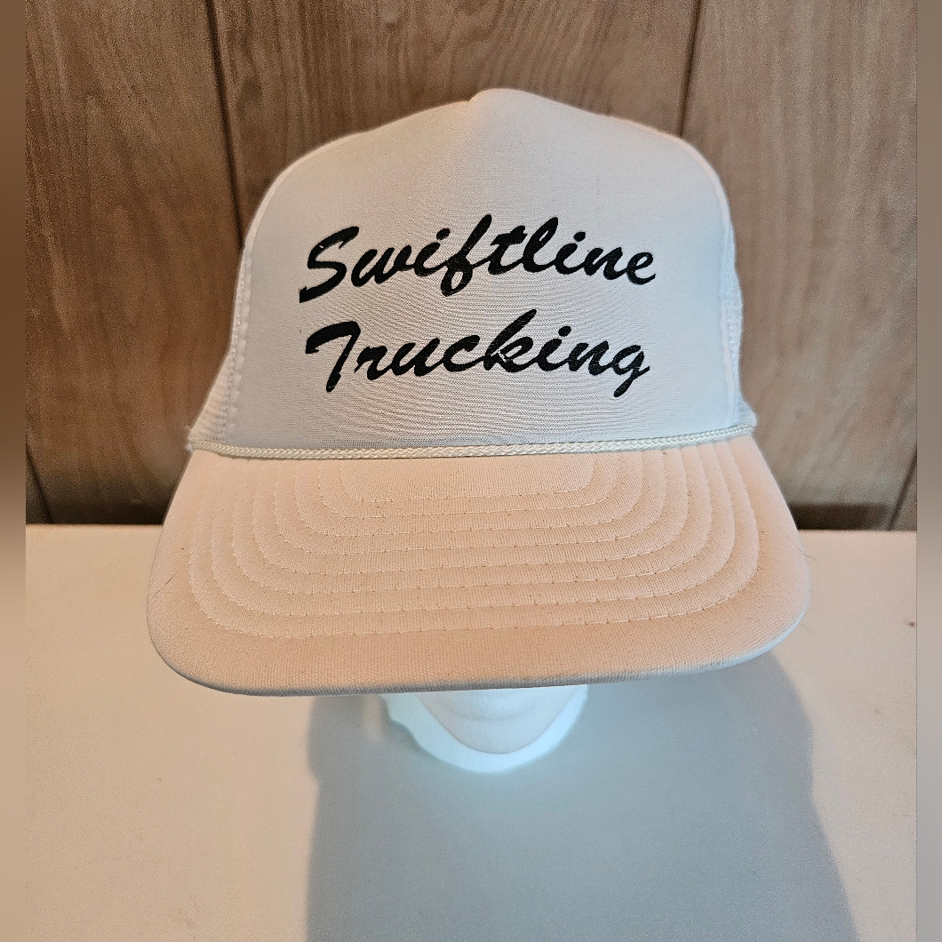 Vintage Swiftline Trucking Nissin Mesh Back Snapback Trucker Hat In White Osfm